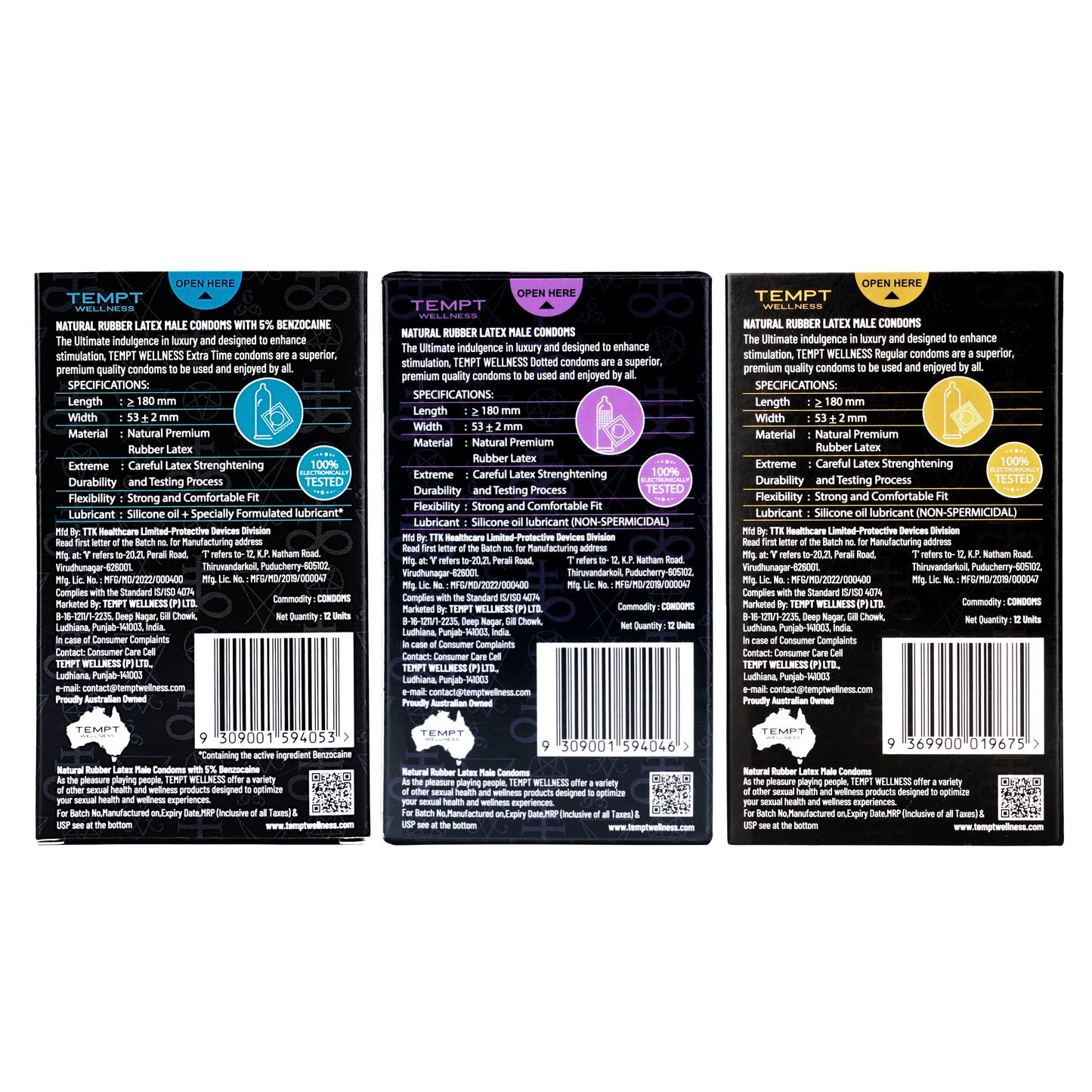 Tempt Extra Time, Dotted And Regular Condoms