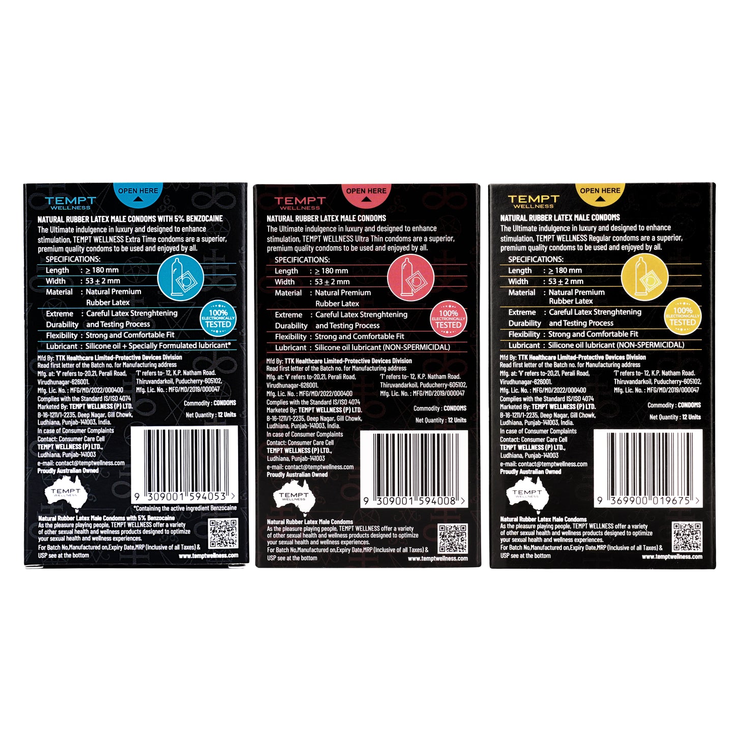 Tempt Extra Time, Ultra Thin And Regular Condoms