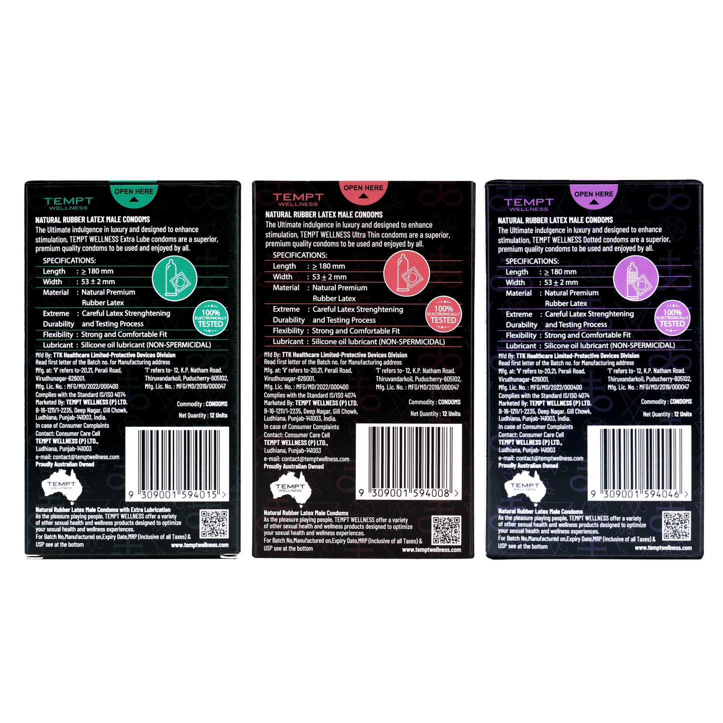 Tempt Extra Lube, Ultra Thin And Dotted Condoms