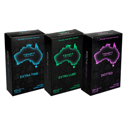 Tempt Extra Time, Extra Lube And Dotted Condoms