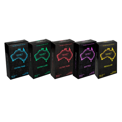 Tempt Regular, Dotted, Extra Lube, Ultra Thin And Extra Time Condoms