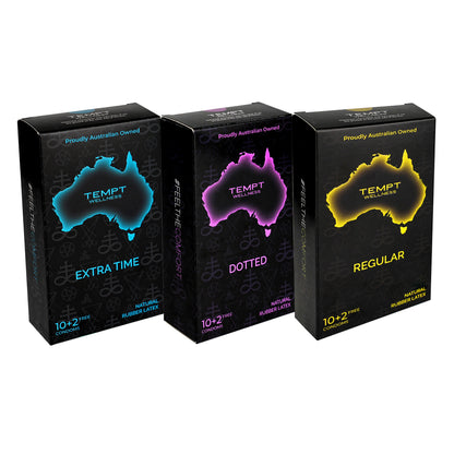 Tempt Extra Time, Dotted And Regular Condoms