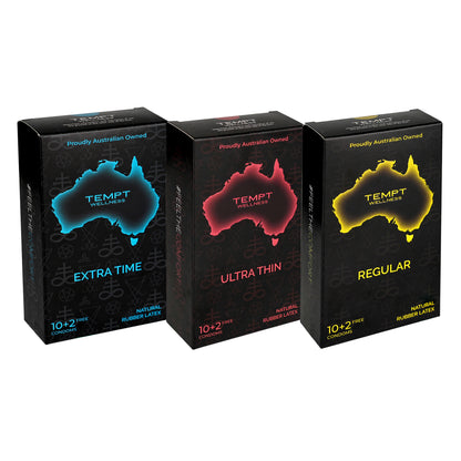 Tempt Extra Time, Ultra Thin And Regular Condoms