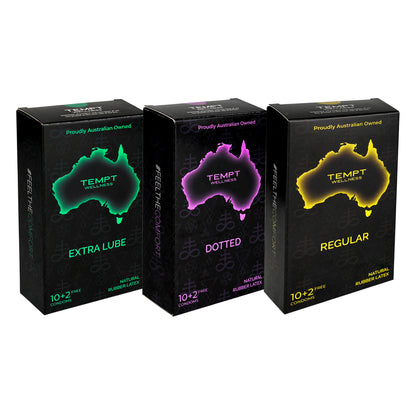 Tempt Extra Lube, Dotted And Regular Condoms