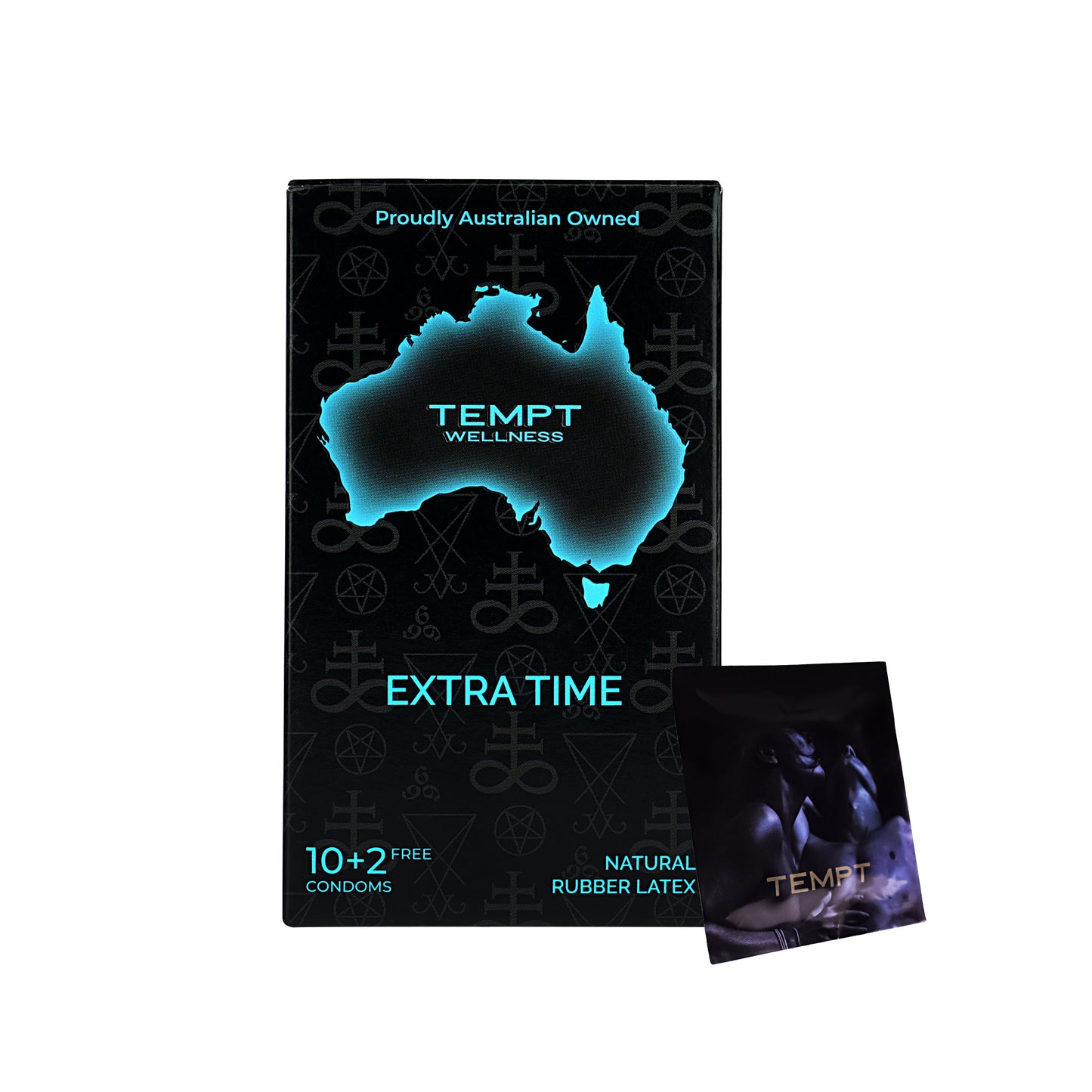 Tempt Wellness Extra Time Condoms | 10+2 Free | Long-Lasting Performance | Natural Rubber Latex | Delay Condoms for Men | Australian Owned