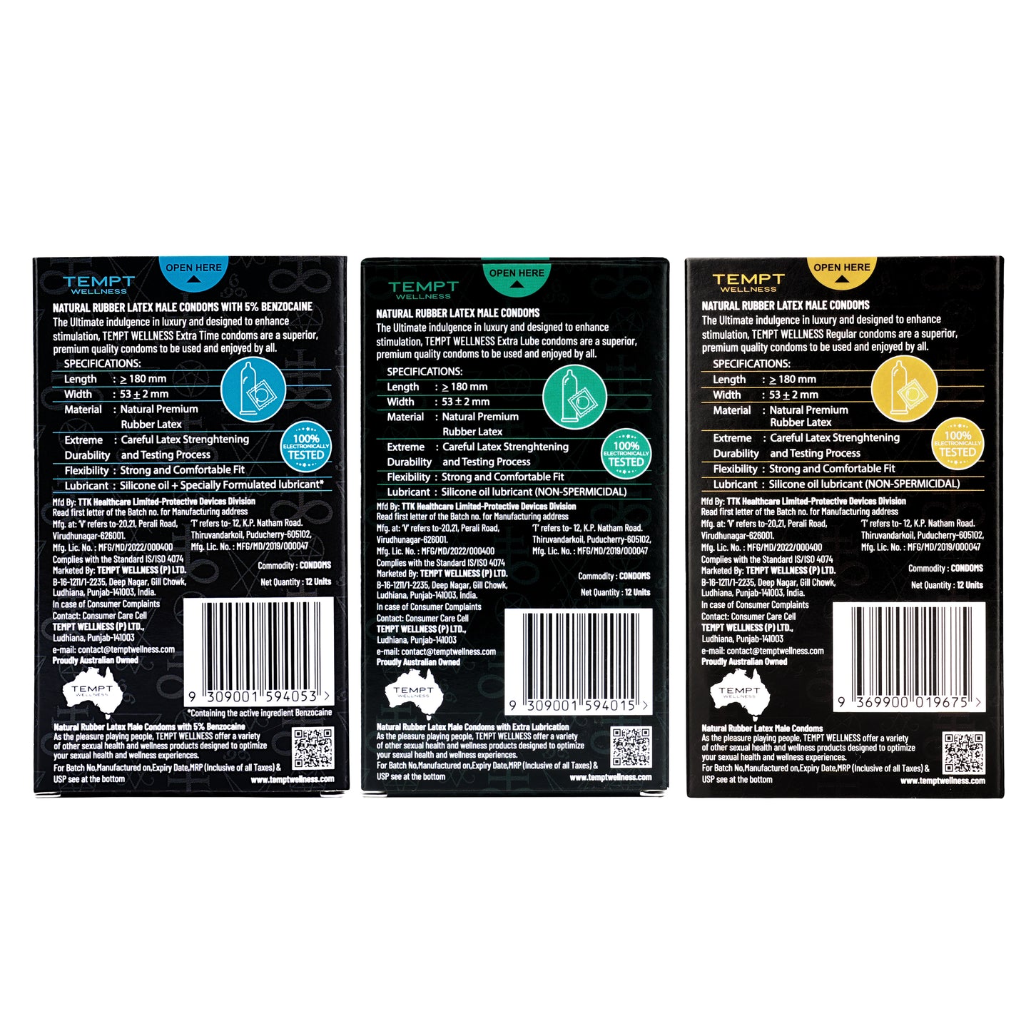 Tempt Extra Time, Extra Lube And Regular Condoms