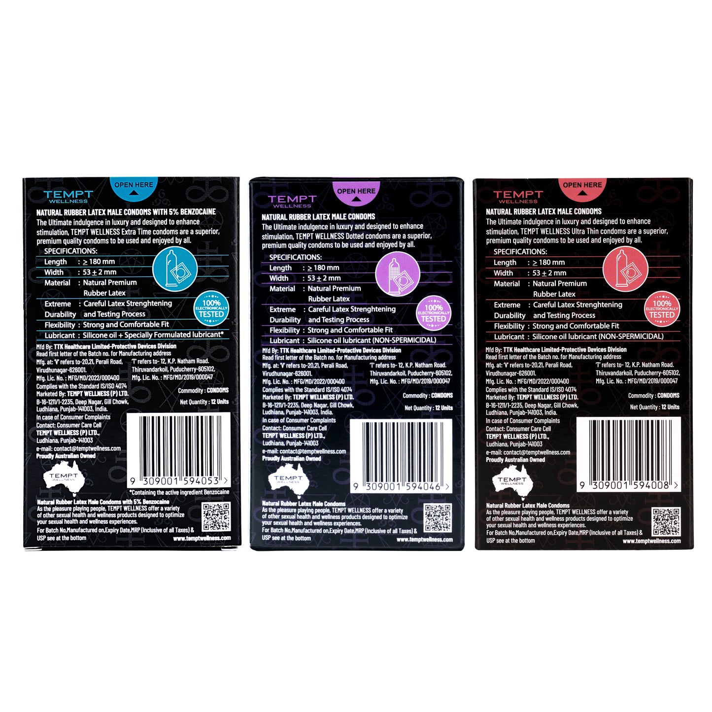 Tempt Extra Time, Dotted And Ultra Thin Condoms