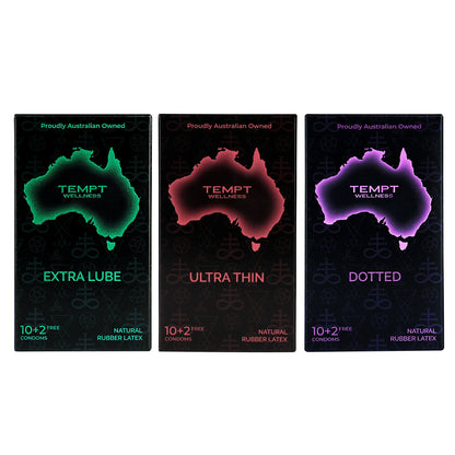 Tempt Extra Lube, Ultra Thin And Dotted Condoms