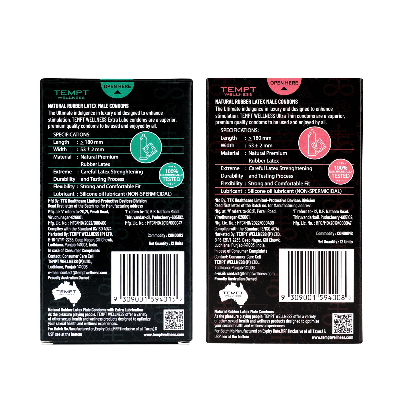 Tempt Extra Lube And Ultra Thin Condoms