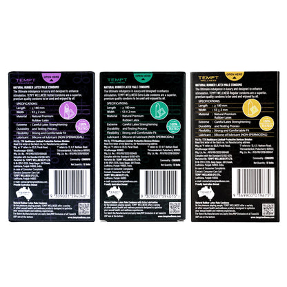 Tempt Dotted, Extra Lube And Regular Condoms